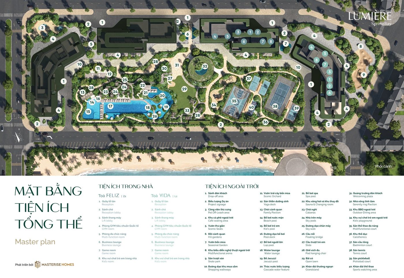 Tổng mặt bằng Lumiere Springbay được thiết kế với 4 tòa căn hộ